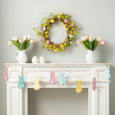 Glitzhome 6ft Easter Metal Bunny Garland Image 1