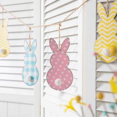 Glitzhome 6ft Easter Metal Bunny Garland Image 2