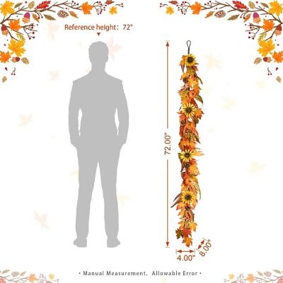 Glitzhome 6ft Fall Maple Leaf and Sunflower Garland Image 3