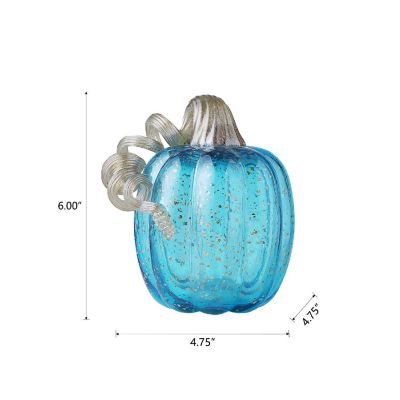 Glitzhome 6"H Fall Blue Glass Pumpkin Image 3