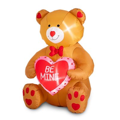 Glitzhome 6'H Lighted  Valentine's Inflatable  Bear with Heart Decor Image 1