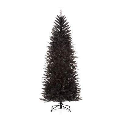 Glitzhome 7.5ft Black Pencil Tinsel Artificial  Christmas Tree Image 1