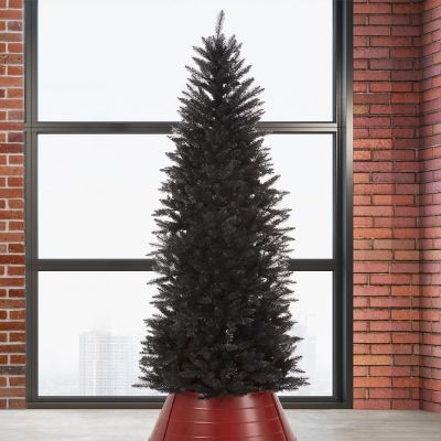 Glitzhome 7.5ft Black Pencil Tinsel Artificial  Christmas Tree Image 1