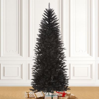 Glitzhome 7.5ft Black Pencil Tinsel Artificial  Christmas Tree Image 2