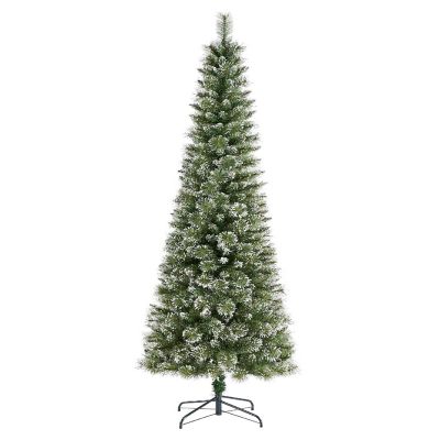 Glitzhome 7.5ft Pre-Lit Frosted Cashmere Pencil Pine Artificial Christmas Tree with 250 Warm White/Multi-color C3 Clear LED Lights, 9 Function w/Remote Control Image 1