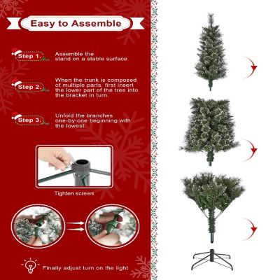 Glitzhome 7.5ft Pre-Lit Frosted Cashmere Pencil Pine Artificial Christmas Tree with 250 Warm White/Multi-color C3 Clear LED Lights, 9 Function w/Remote Control Image 2