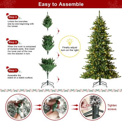 Glitzhome 7.5ft Pre-Lit Green Slim Fir Christmas Tree with 400 LED Lights, 9 Functional Warm White/Multi-color, remote controller Image 3