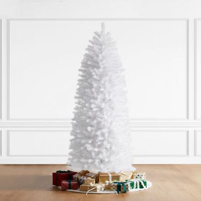 Glitzhome 7.5ft White Pencil Tinsel Artificial Christmas Tree Image 1