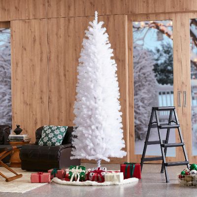 Glitzhome 7.5ft White Pencil Tinsel Artificial Christmas Tree Image 2