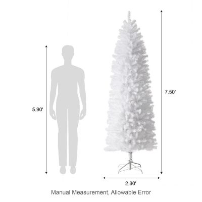 Glitzhome 7.5ft White Pencil Tinsel Artificial Christmas Tree Image 3