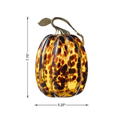 Glitzhome 7.75"H Amber Dots Glass Pumpkin Image 1
