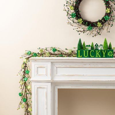 Glitzhome 72"L St. Patrick's Shamrock Garland Image 1