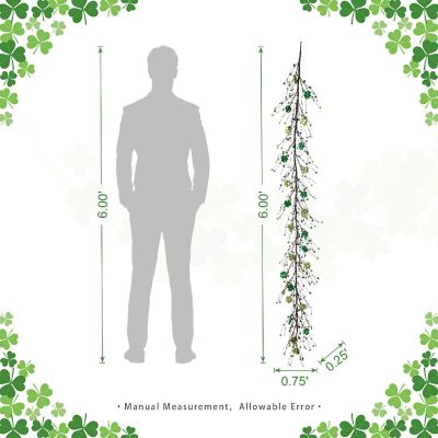 Glitzhome 72"L St. Patrick's Shamrock Garland Image 2