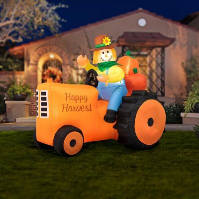 Glitzhome 7ft Fall Lighted Inflatable Tractor Decor Image 1