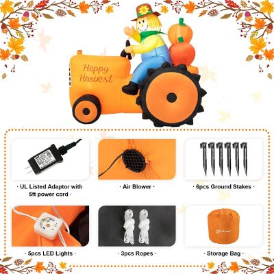 Glitzhome 7ft Fall Lighted Inflatable Tractor Decor Image 2