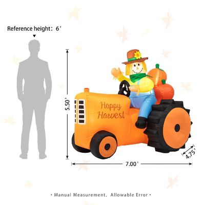 Glitzhome 7ft Fall Lighted Inflatable Tractor Decor Image 3