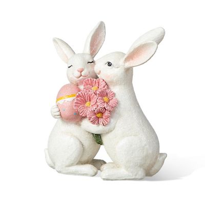 Glitzhome 7"H Easter Loving  Bunny Resin Table Decor Image 1