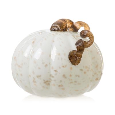 Glitzhome 8.5"D Fall Golden/White Glass Pumpkin Image 1