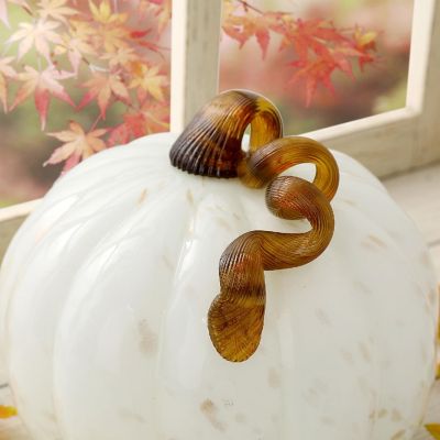 Glitzhome 8.5"D Fall Golden/White Glass Pumpkin Image 2