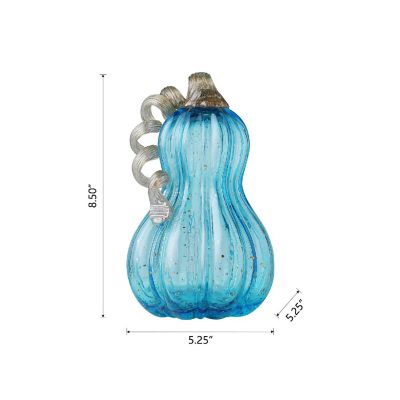 Glitzhome 8.5"H Fall Blue Glass Gourd Image 3
