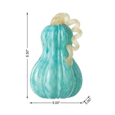 Glitzhome 8.5"H Fall Turquoise Glass Gourd Image 1