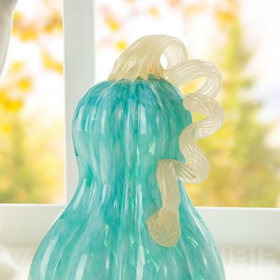 Glitzhome 8.5"H Fall Turquoise Glass Gourd Image 3