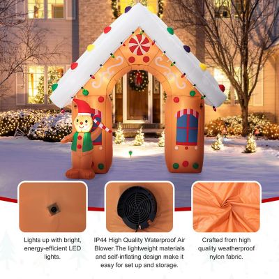Glitzhome 8FT Lighted Gingerbread House Inflatable Decor Image 2