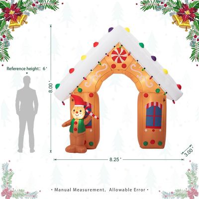 Glitzhome 8FT Lighted Gingerbread House Inflatable Decor Image 3