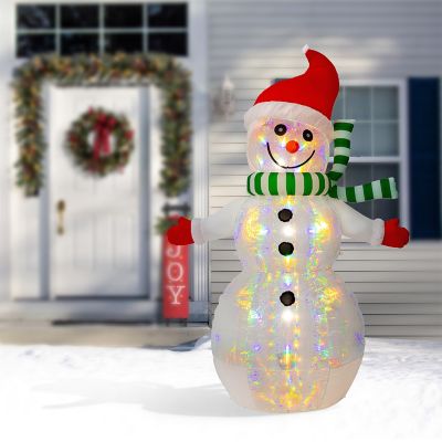 Glitzhome 8FT Lighted Inflatable Icy Snowman Decor Image 1