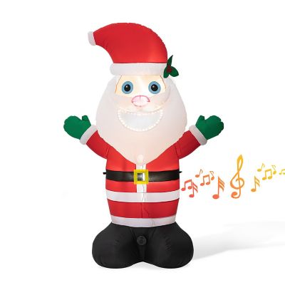 Glitzhome 8FT Lighted Inflatable Musical Santa Decor Image 1