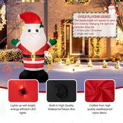 Glitzhome 8FT Lighted Inflatable Musical Santa Decor Image 2