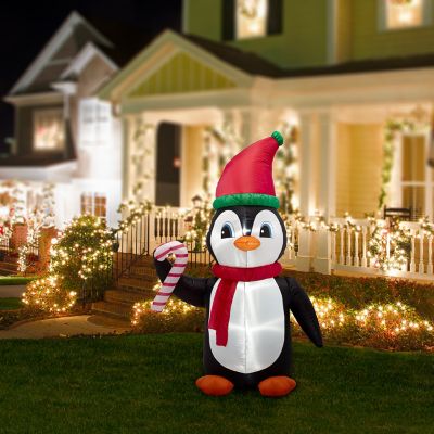 Glitzhome 8FT Lighted Inflatable Penguin Decor Image 3