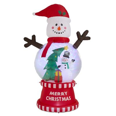 Glitzhome 8FT Lighted inflatable Snowman Globe Scene Decor Image 1