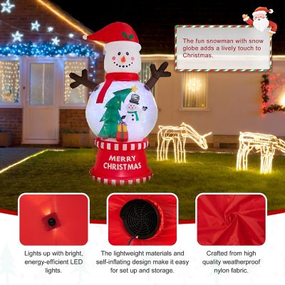 Glitzhome 8FT Lighted inflatable Snowman Globe Scene Decor Image 2