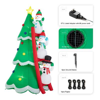 Glitzhome 8FT Lighted Inflatable Xmas Snowman Climbing Up Tree D&amp;#233;cor Image 3