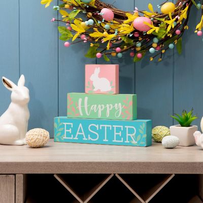 Glitzhome 9.5"L Wooden Easter Block Table Decor Image 1