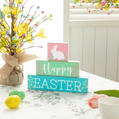 Glitzhome 9.5"L Wooden Easter Block Table Decor Image 2