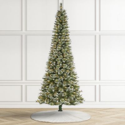 Glitzhome 9ft Pre-Lit Frosted Cashmere Pencil Pine Artificial Christmas Tree with 350 Warm White/Multi-color C3 Clear LED Lights, 9 Function w/Remote Control Image 1