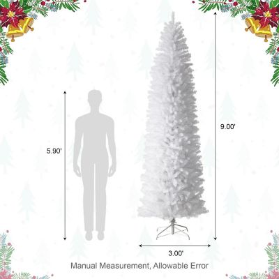 Glitzhome 9ft White Pencil Tinsel Artificial Christmas Tree Image 3