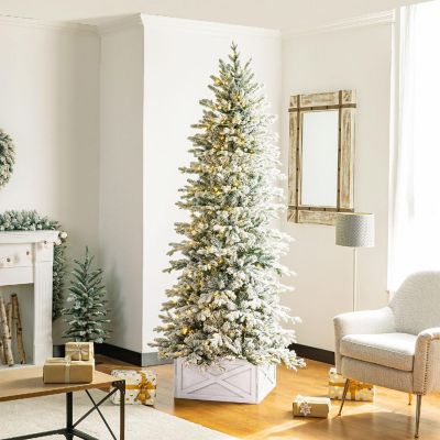 Glitzhome S/2 22"L Washed White Wooden Tree Collar(KD) Image 1