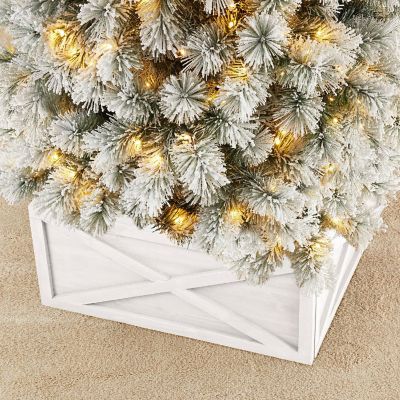 Glitzhome S/2 22"L Washed White Wooden Tree Collar(KD) Image 2