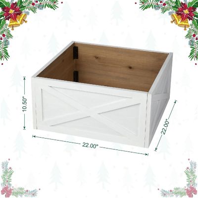 Glitzhome S/2 22"L Washed White Wooden Tree Collar(KD) Image 3