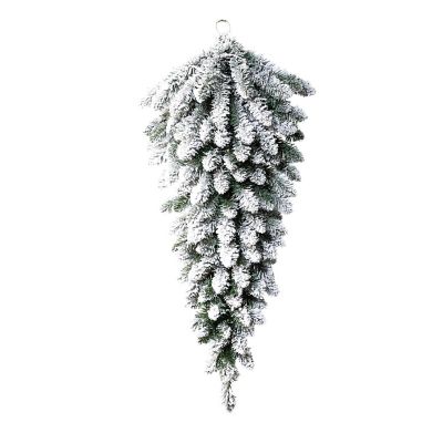 Glitzhome S/2 3ft Pre-Lit Flocked Christmas Teardrop, with 50 Warm White LED Lights and Timer, Three Function Image 2