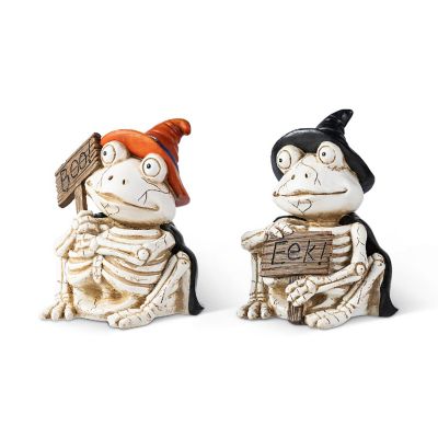 Glitzhome S/2 7"H Halloween Resin Skeleton Frogs Table Decor Image 1