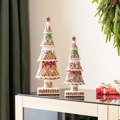 Glitzhome S/2 Resin Christmas Tree Table Decor Image 2