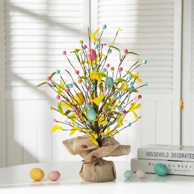 Glitzhome Set of 2 18"H Easter Egg Table Tree Decor Image 1