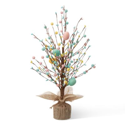 Glitzhome Set of 2 18"H Easter Eggs Table Tree Image 1