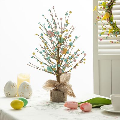Glitzhome Set of 2 18"H Easter Eggs Table Tree Image 1