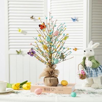 Glitzhome Set of 2 18"H Easter Eggs Table Tree Image 2