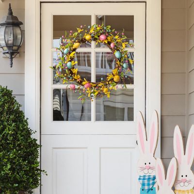 Glitzhome Set of 2 22"D Easter Egg Wreath Image 1